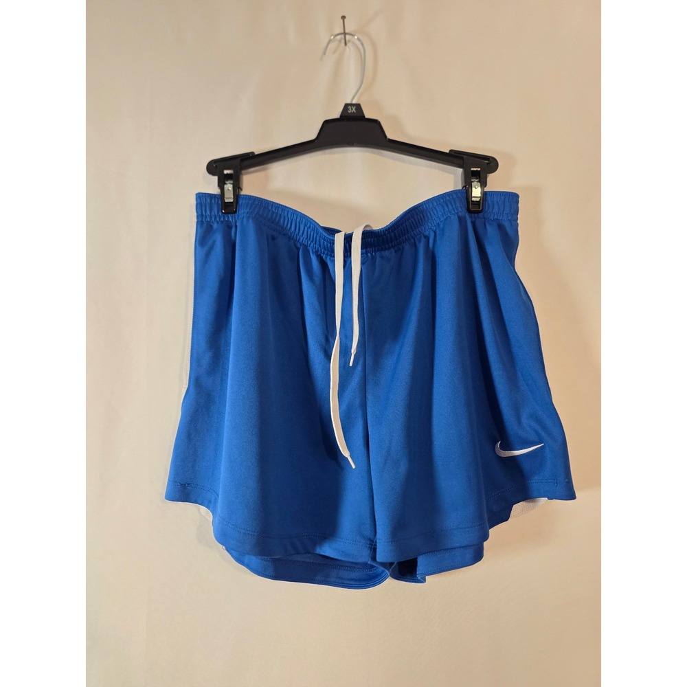 Nike Dri-FIT Women Athletic Shorts Royal Blue White Mesh Side Panels Size Medium